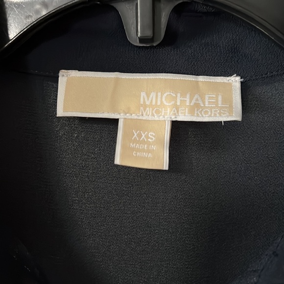 MICHAEL Michael Kors Navy Blue Sheer Long Sleeve Button Down Blouse - Picture 5 of 6